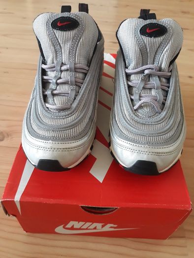 Nike Air Max 97 Silver Bullet (GS) Size UK-5.5/EUR-38.5 918890-001 Metallic Silver/Varsity Red-White-Black-2016