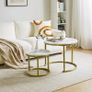 Round Nesting Table, Removable Set of 2 Coffee Tables, Stacking Sofa Side Table End Table, for Living Room, Bedroom, Office, Balcony, Apartment, White and Gold Image 6