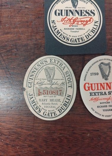 3 Vintage Guinness Youghal Bottle labels