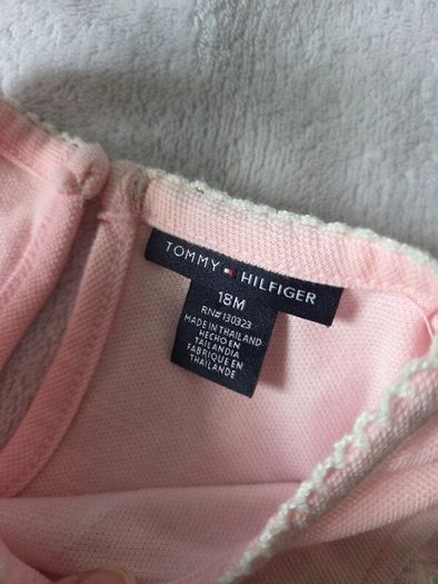 Tommy Hilfiger Baby Girl Pink Dress with Lace Trim (18 Months)