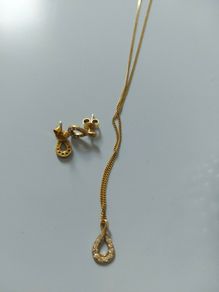gold plated silver earring and pendant set
