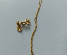 gold plated silver earring and pendant set