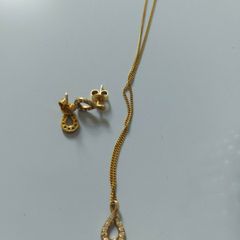 gold plated silver earring and pendant set