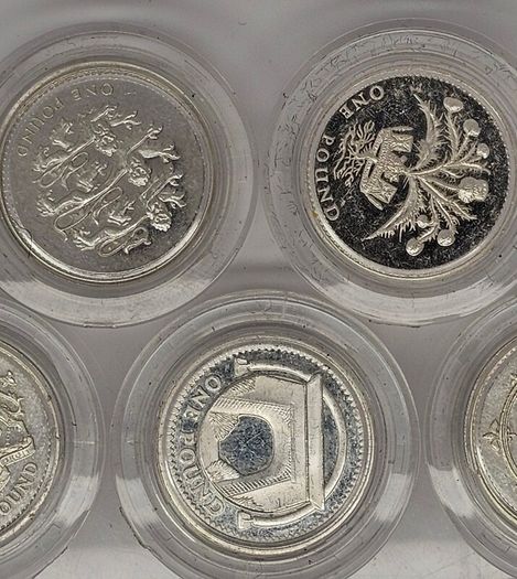 Great Britain Silver Proof 1984 1999 2007 2005 2004 2006 2003 1999 2002 1 Pound Silver Coins in Original Capsules