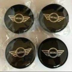 4x Mini Wheel Centre Caps Hub Alloy Badge Emblem Black 54mm Cooper One Clubman S