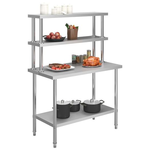 Stainless Steel Kitchen Work Table with 2-Tier