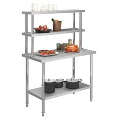 Stainless Steel Kitchen Work Table with 2-Tier