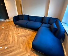 Navy L shape corner couch EZ living