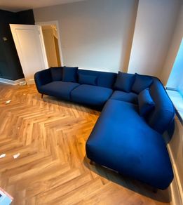 Navy L shape corner couch EZ living