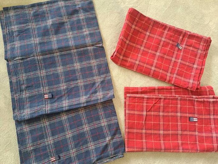 Lexington Pillowcases red blue checkered rrp 130
