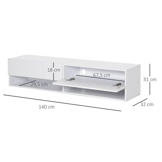 Floating 60'' TV Stand Wall Mounted Media Console Table Cabinet with 4 Storage Shelves Cable (FREE SHIPPING)