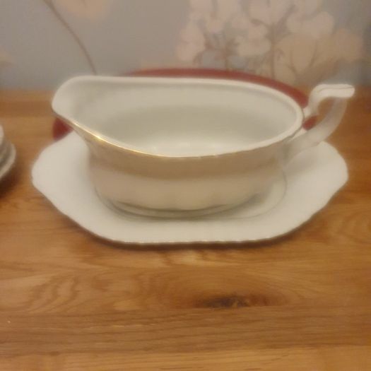 China Sandard' Collectable Vintage China Pieces ... Biscuit Plate, Gravy Boat, 3 Cake Plates and a Milk Jug