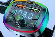 Car Van Truck Bluetooth 5.0 Charger FM Transmitter PD 18W Type-C Dual USB 4.2A Colorful Ambient Light Cigarette lighter MP3 Music Player
