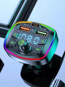 Car Van Truck Bluetooth 5.0 Charger FM Transmitter PD 18W Type-C Dual USB 4.2A Colorful Ambient Light Cigarette lighter MP3 Music Player