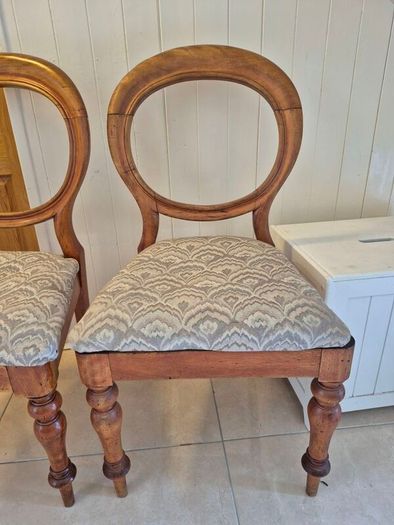 Pair of Antique Victorian Mahogany Balloon Back Chairs