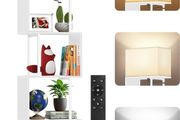 5-Tier Floor Lamp with Shelves &amp; Remote, Dimmable S-Shaped Bookshelf with 3 Color Temperature, 1-Hour Timer, Tall Corner Standing Lamp for Living Room, Bedroom, Office White