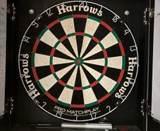 Dart board Harrows and cabinet LFC