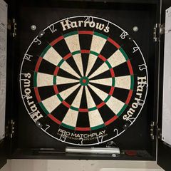 Dart board Harrows and cabinet LFC