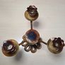 Three branch tabletop candlebra metal gold brown Image 4