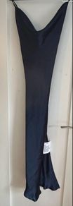Brand New ASOS design Navy Satin Cowl Neck Maxi Dress - Lace Up Back - UK 16