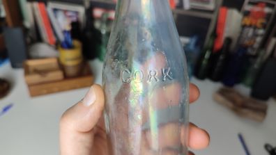 118 - Vintage Cork City Kiloh Clear Glass Lemonade Soda Kali Seltzer Water Embossed Lettering Decorative Collectible Bottle