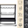 Kitchen Island Storage Trolley with Wine Rack,Serving Trolleys with Utility Wood Tabletop,4-Tier Rolling Cart with Basket Drawer Lockable Casters for Home,Dining Room,Restaurant,Hotel (FREE POSTAGE) Image 3