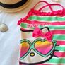 Kids Sanrio Hello Kitty Pink and Green Striped One Piece Swimsuit Image 4