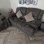 2-seater grey faux-suede manual reclining sofa Image 3