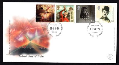 1999 Great Britain Millennium Projects The Entertainer's Tale Commemorative Stamps Royal Mail Addressed First Day Cover (FDC)