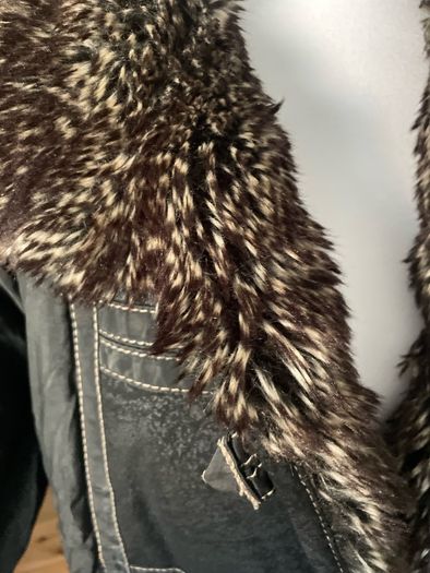 womens padded coat faux fur and suede waterproof winter size 10-12