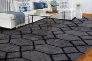 120 x 180 cm, Grey and Black, Soft Large Living Room Rug, Girls, Boys, Youth, Children's Room, High Pile, Fluffy Long Pile Bed Rug