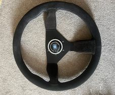 Nardi Gara Sport Steering Wheel 350mm Black Suede Black Stitching Black Spoke