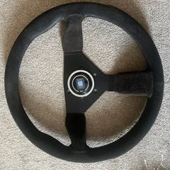 Nardi Gara Sport Steering Wheel 350mm Black Suede Black Stitching Black Spoke