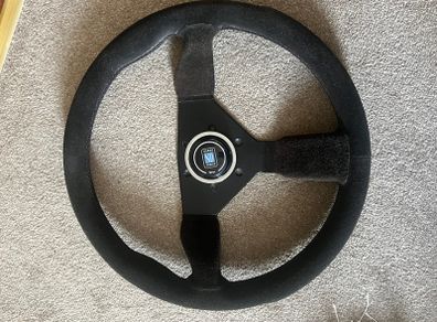 Nardi Gara Sport Steering Wheel 350mm Black Suede Black Stitching Black Spoke