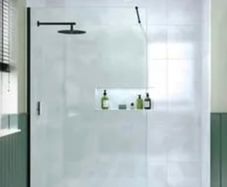 Merlyn 900 wetroom panel matt black finish