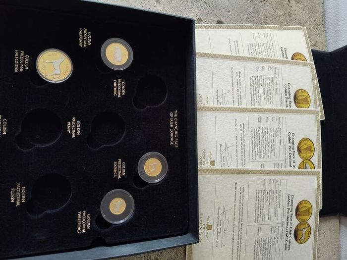 Irish collection coin box+ 4 coins