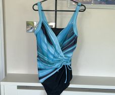 Brand-New Ladies Turquoise & Black Tummy Control Swimsuit. Size UK 16 / EU 44