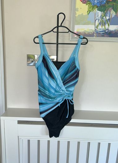 Brand-New Ladies Turquoise & Black Tummy Control Swimsuit. Size UK 16 / EU 44