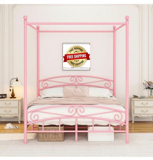 Bed Frame King Size with Ornate European Style Headboard & Footboard