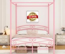 Bed Frame King Size with Ornate European Style Headboard & Footboard