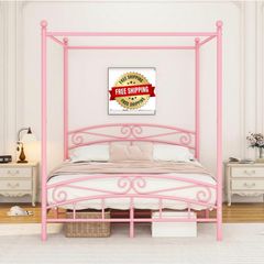Bed Frame King Size with Ornate European Style Headboard & Footboard