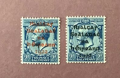 Ireland 1923 Dollard 2.5d Overprint in Red and Black.