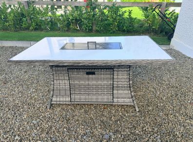 Rattan fire pit garden table