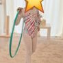 Girls' Long-Sleeved Gym Leotard with Rhinestones - White Print Image 2