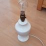 Vintage white ceramic table lamp with new light lilac square lamp shade  lamp height 37cm Image 3