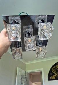 Glass Ice cube 5 light and matching bedside lights