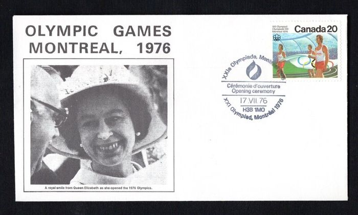 1976 Canada cover commemorating The Queen OPening the Olympic Games, Montreal tying 20c Olympic Commemorative Stamp with Olympic stamp cancel