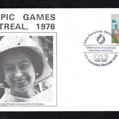 1976 Canada cover commemorating The Queen OPening the Olympic Games, Montreal tying 20c Olympic Commemorative Stamp with Olympic stamp cancel