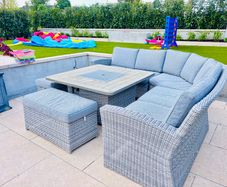 Grey rattan Garden Furniture Fire pit table set