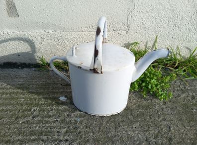 watering can  emanel  white vintage/antique  great decorative piece gift present home house garden decoration prop photo gallery art deco